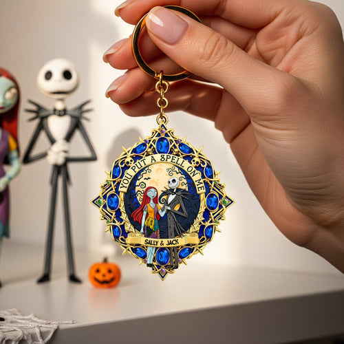 You Put A Spell On Me - Gothic Skeleton Couple Keychain | Personalized Gift for Couples Keychains PopCulturePrints