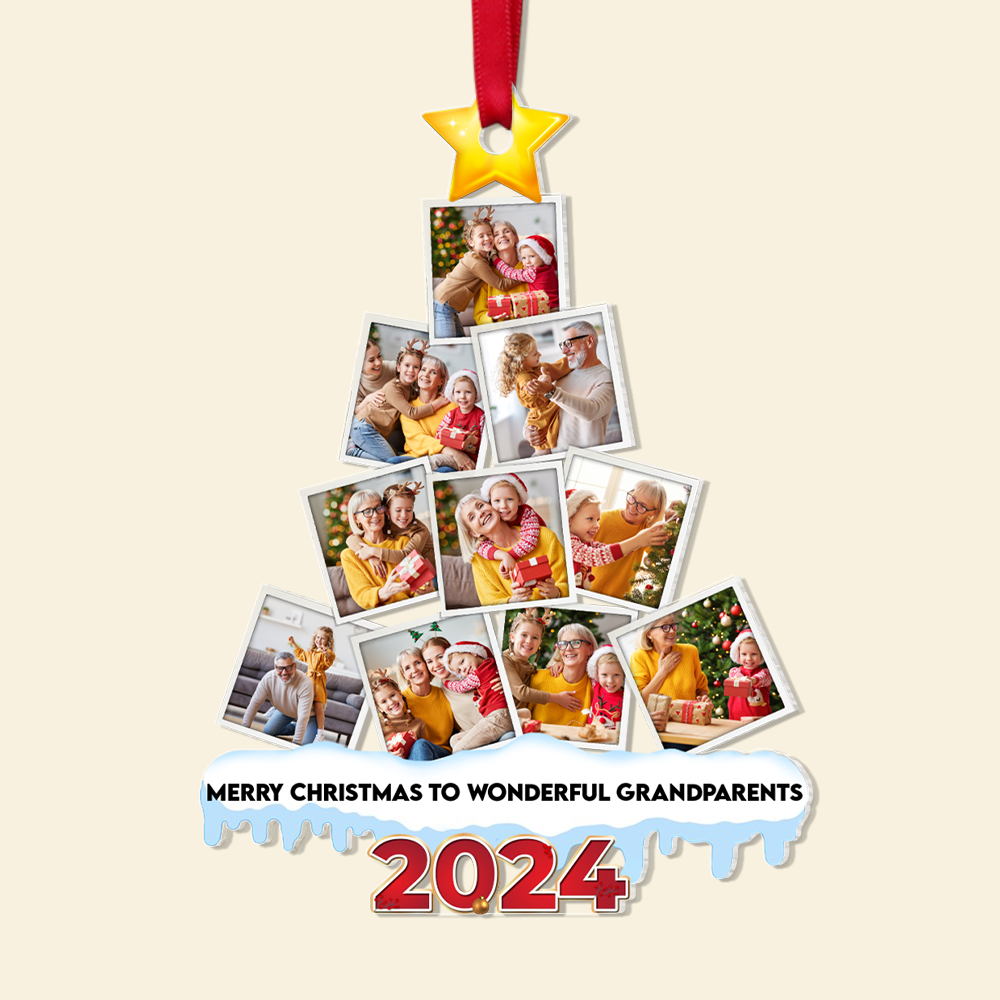 Custom Grandparents Christmas Photo Ornament - 2024 Ornament PopCulturePrints