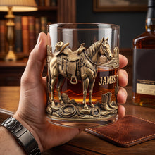Load image into Gallery viewer, Horse Cowboy Round Glass - Personalized Gifts For Horse Lovers 04TYTN290626 Glass PopCulturePrints
