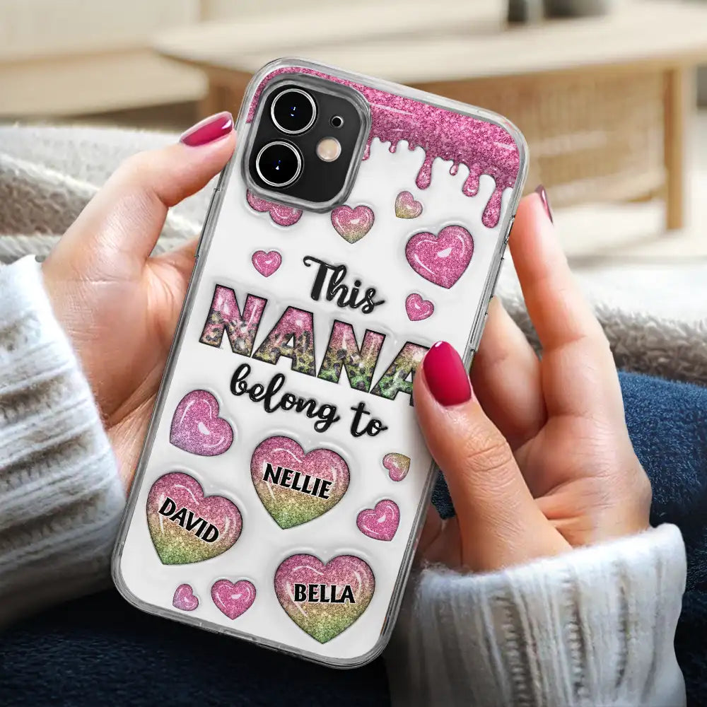 This Mom Belongs To - Personalized Heart Icon 3D Inflated Effect Phone Case Clear Phone Case PopCulturePrints