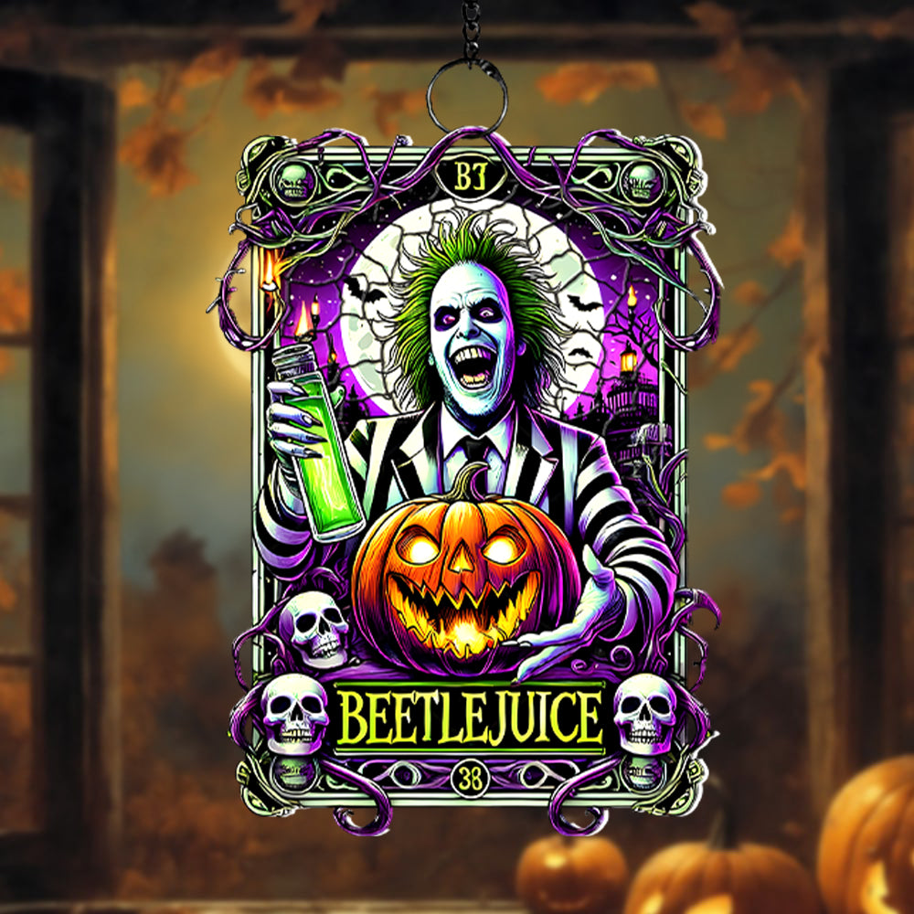 Beetlejuice Halloween Suncatcher Ornament - Unique Gift for Horror Fans