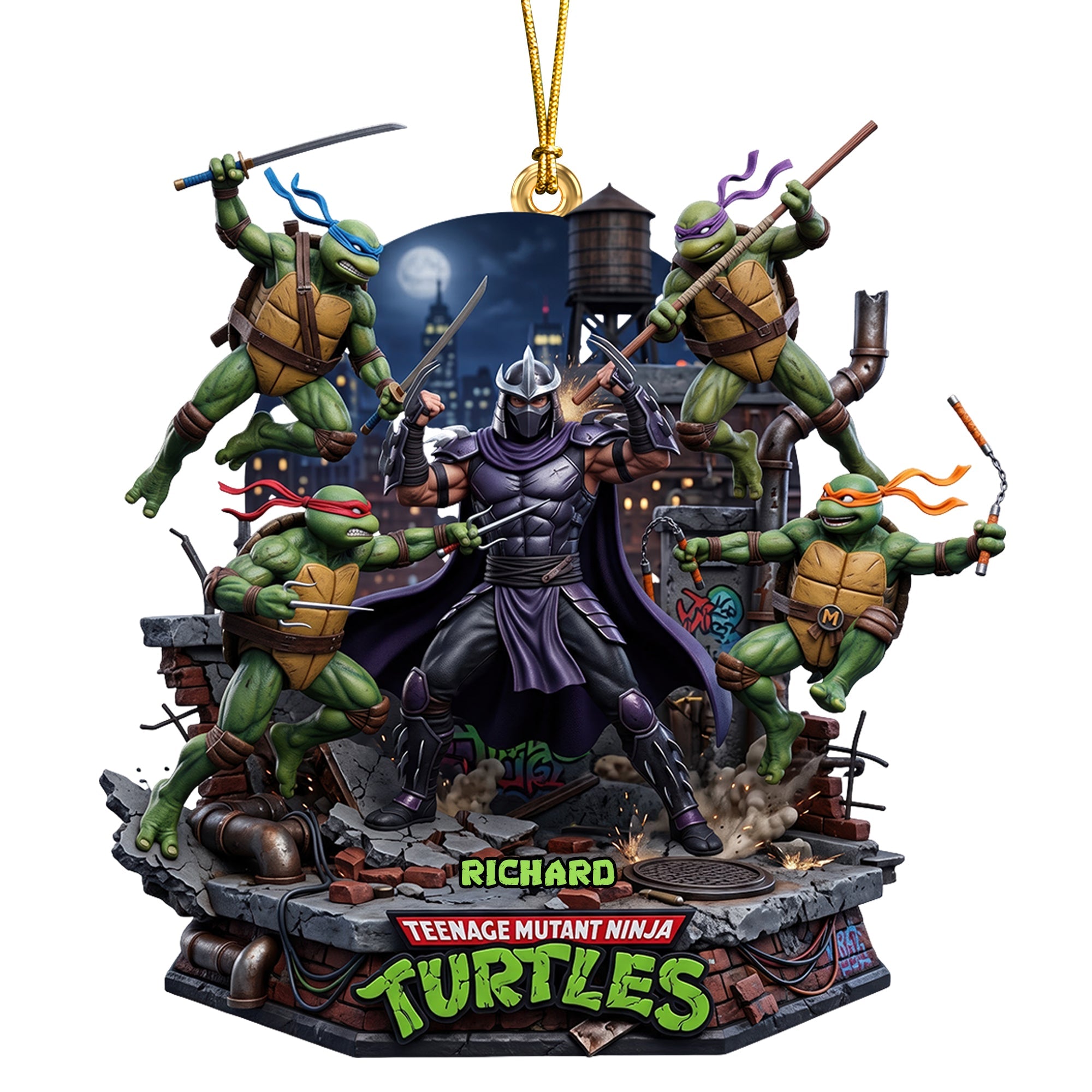 "Bring Home the Heroes!" - Personalize Your Sewer Story Christmas Ornament - Perfect Gift for TMNT Lovers Ornament PopCulturePrints