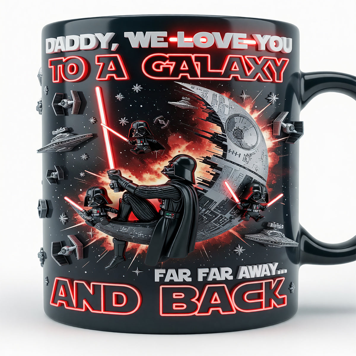 "Daddy, We Love You to a Galaxy Far Far Away" - Fun Dad On Moon Magic Mug | Personalized Gifts for Dads Coffee Mug PopCulturePrints