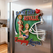 Load image into Gallery viewer, Game Day Rivals Couple Fridge Magnet - Custom Personalized Gift for Sporty Couples Fridge Magnet PopCulturePrints
