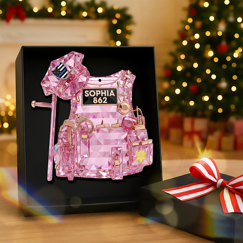Celebrate the Brave - Police Vest Christmas Ornament - Personalized Gift for Police Officers Ornament PopCulturePrints