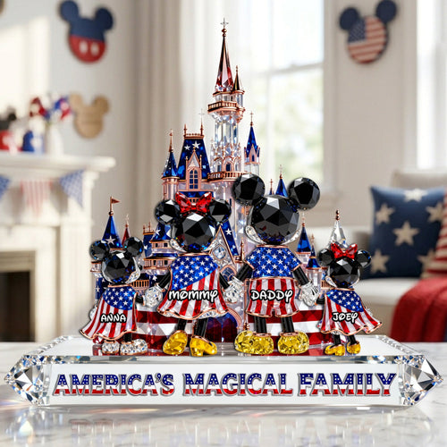 “Celebrate Your Family’s Magic” - Proud American Family Acrylic Plaque - Personalized Gift for Family Shaped Plaques PopCulturePrints