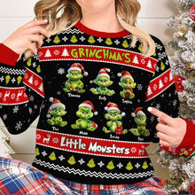 Load image into Gallery viewer, Custom Ugly Sweater for Grandma with Little Green Monsters
