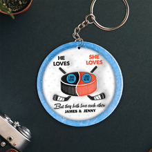 Load image into Gallery viewer, Custom Ice Hockey Keychain for Couples - Perfect Personalized Valentine&#39;s Day Gifts Keychains PopCulturePrints
