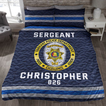 Load image into Gallery viewer, Personalized Police Quilt Bedding Set with Custom Department Logo Blanket PopCulturePrints
