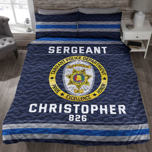 Personalized Police Quilt Bedding Set with Custom Department Logo Blanket PopCulturePrints