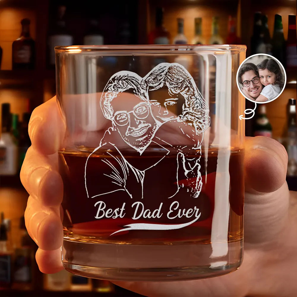 Best Dad Ever – Personalized Engraved Whiskey Glass | Custom Gift for Dad, Grandpa & Father’s Day Whiskey Glass PopCulturePrints