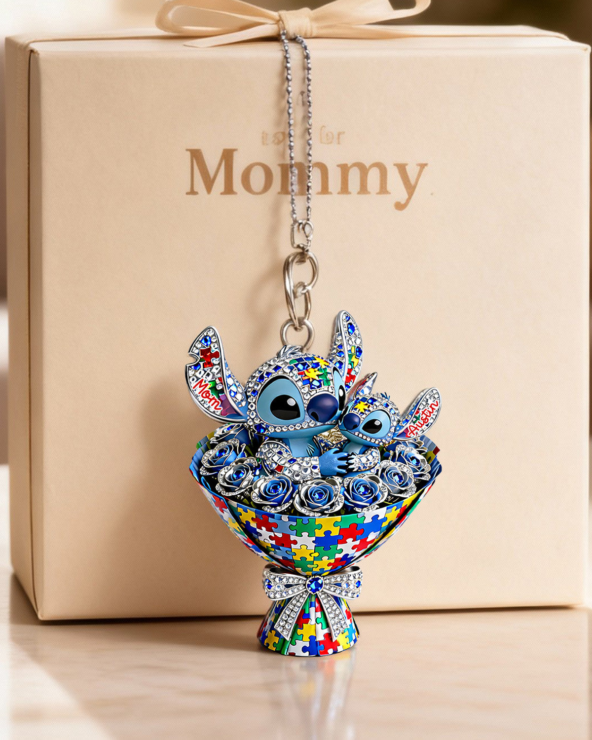 “Forever Loved” - Personalized Puzzle Bouquet Keychain - Gift for Autism Moms, Grandmas, and More Keychains PopCulturePrints