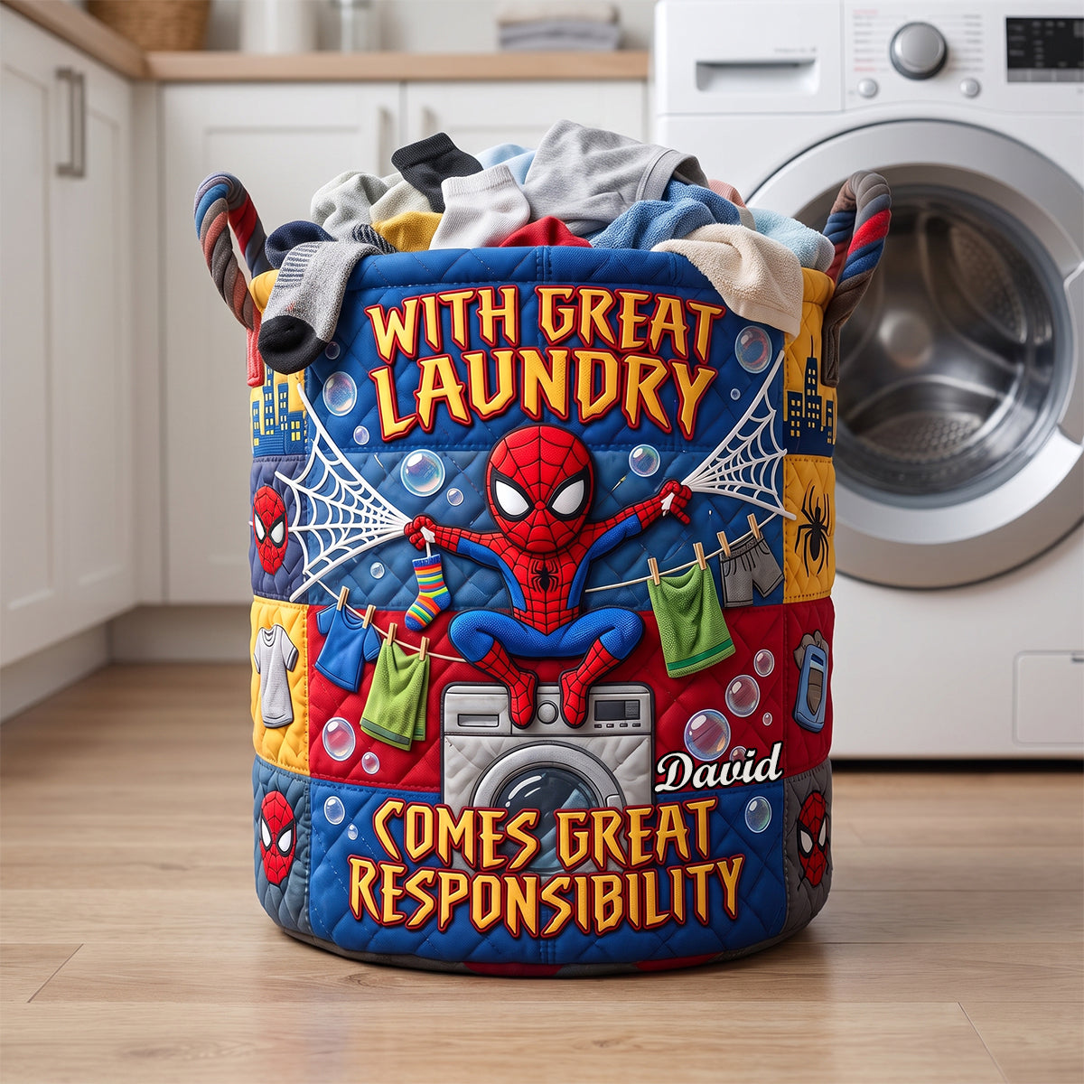 Laundry Time - Personalized Gifts Quilted Laundry Basket 07TYDH090726 Laundry Basket PopCulturePrints
