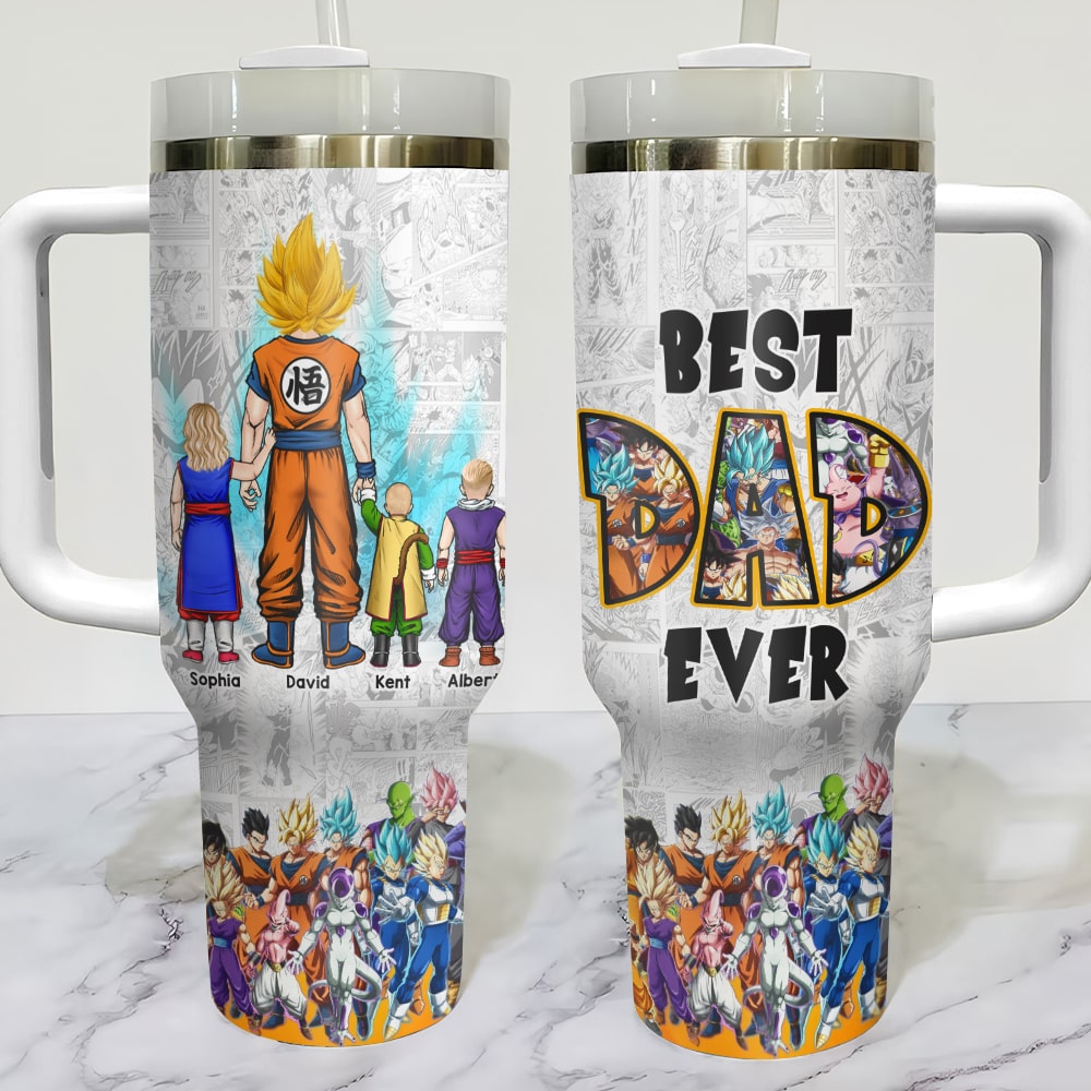 Personalized Anime Dad Tumbler - Best Dad Ever Tumbler Cup PopCulturePrints