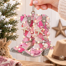 Load image into Gallery viewer, “Celebrate Your Inner Cowboy or Cowgirl” – Cowboy Boot Sea Glass Christmas Ornament, Personalized Gifts for Everyone
