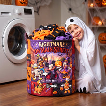 Load image into Gallery viewer, “Embrace the Spooktacular Season!” - Lovely Nightmare Quilted Laundry Basket - Personalized Halloween Gift Laundry Basket PopCulturePrints
