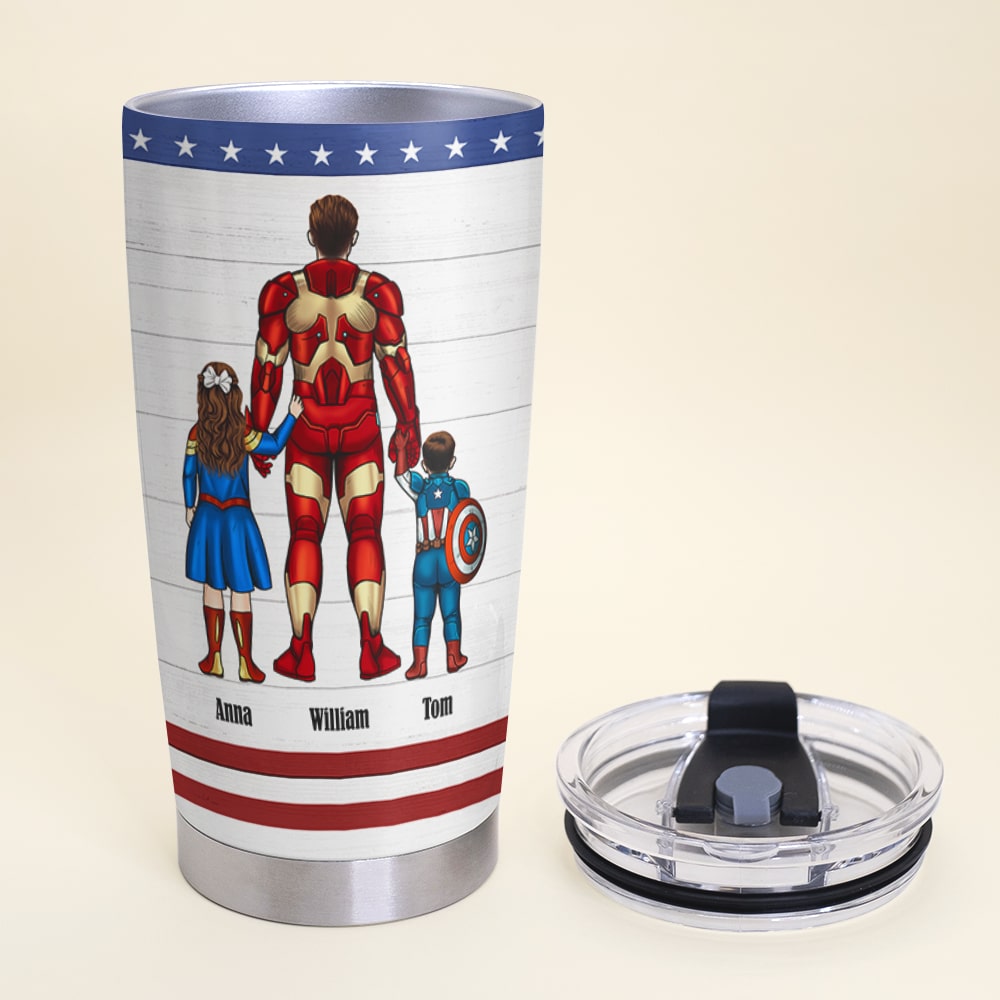 Personalized Superhero Dad Tumbler - Best Dad Ever Gift Tumbler Cup PopCulturePrints