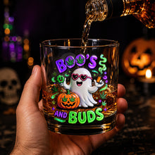 Load image into Gallery viewer, Boo's and Buds: Personalized Halloween Round Glass - Perfect Gift for Stoners and Ghost Lovers Glass PopCulturePrints

