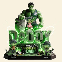 Load image into Gallery viewer, ‘World's Strongest Dad’ - Personalized Green Giant Dad Acrylic Plaque - Unique Gift for Dads and Grandpas Shaped Plaques PopCulturePrints
