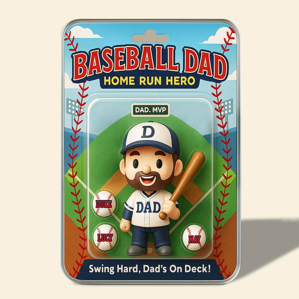 "Swing Hard, Dad’s On Deck!" - Home Run Dad Acrylic Plaque - Personalized Gifts for Dad, Grandpa, or any Baseball Lover Shaped Plaques PopCulturePrints