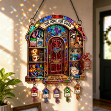 Load image into Gallery viewer, "Our Home, Our Chaos" - Custom Door Light Suncatcher Ornament - Personalized Gifts for Family &amp; Friends
