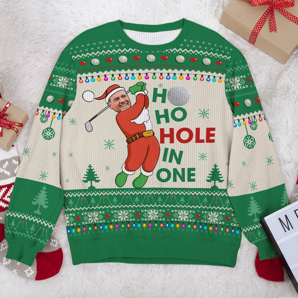 Custom Golf-Themed Ugly Christmas Sweater - Photo Personalized Ugly Christmas Sweater PopCulturePrints