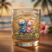 Load image into Gallery viewer, My Favorite Catch Round Glass - Personalized Gift for Couples Glass PopCulturePrints
