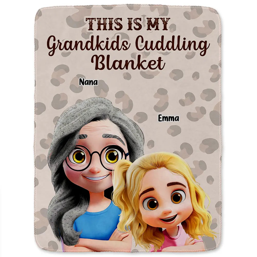 This Is My Grandkids Cuddling Blanket - Personalized Fleece Blanket, Sherpa Blanket Fleece Blanket PopCulturePrints
