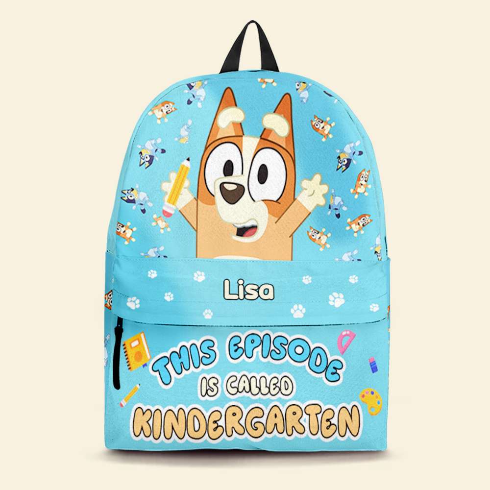 Personalized Bluey Cartoon School Backpacks for Kids