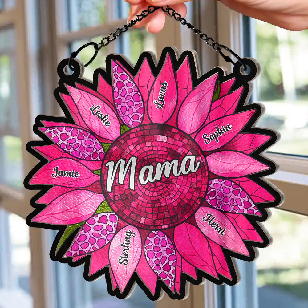 Nana’s Family Sunflower of Love - A Personalized Suncatcher Ornament for Nana and Her Loved Ones Suncatcher Ornament PopCulturePrints