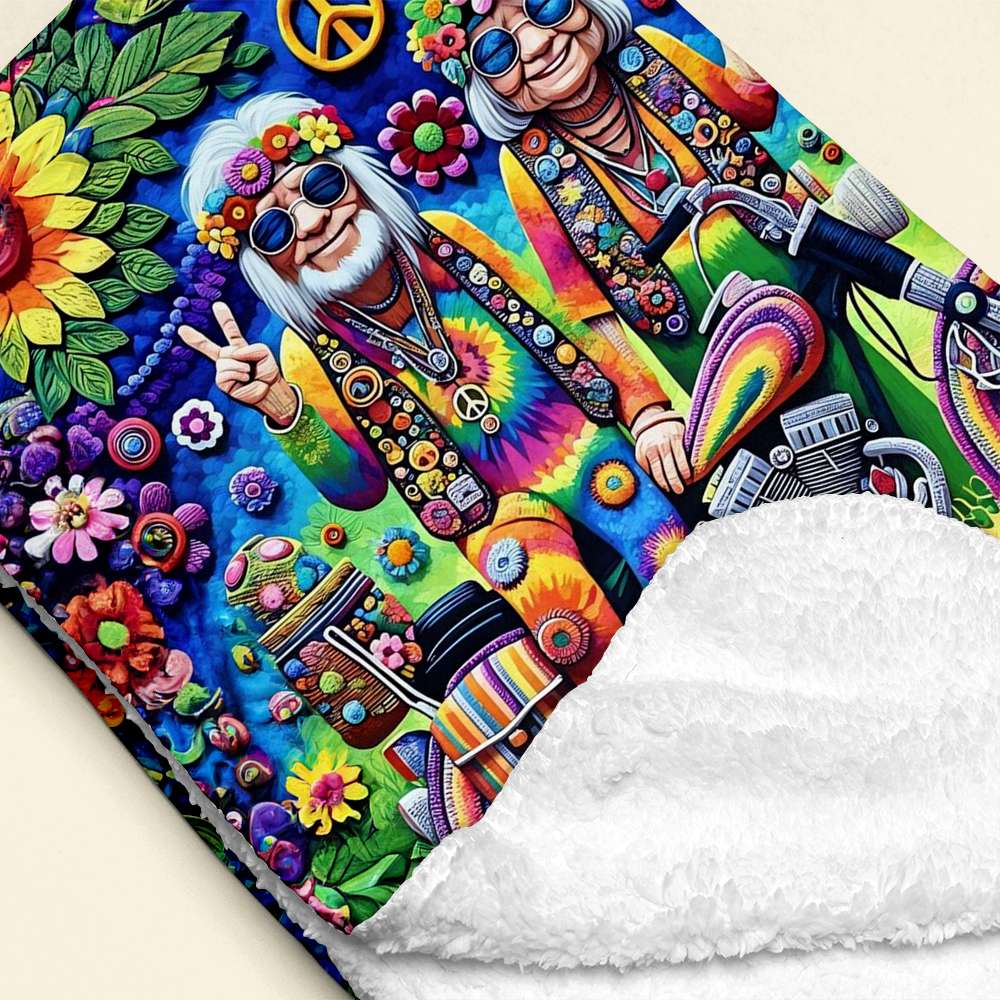 Personalized Hippie Couple Blanket Blanket PopCulturePrints