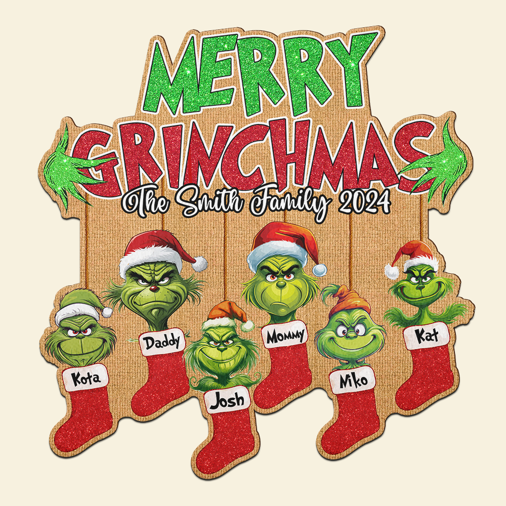 Custom Grinch Family Christmas Doormat 2024