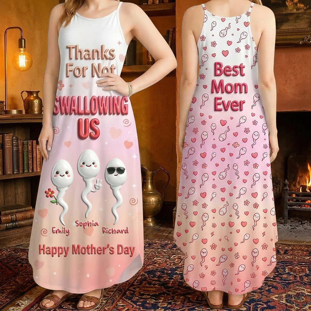 Thanks For Not Swallowing Us - Best Mom Ever Suspender Maxi Dress - Personalized Gifts for Moms Dress PopCulturePrints