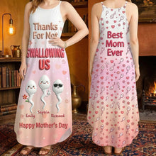 Load image into Gallery viewer, Thanks For Not Swallowing Us - Best Mom Ever Suspender Maxi Dress - Personalized Gifts for Moms Dress PopCulturePrints
