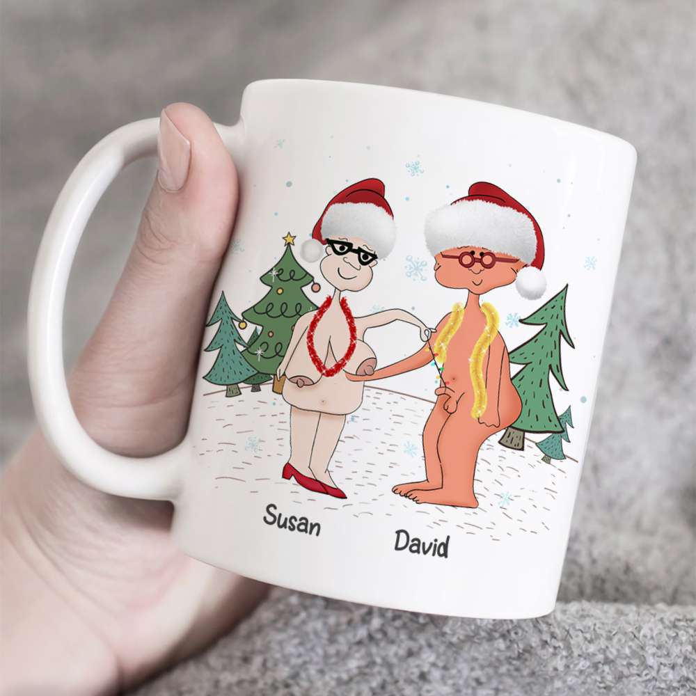 Personalized Funny Santa Couple Mug - Naughty Christmas Gift