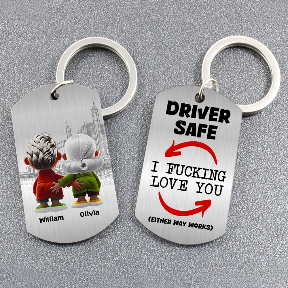 Personalized Couple Keychain - Funny Driver Safe Love Gift Keychains PopCulturePrints