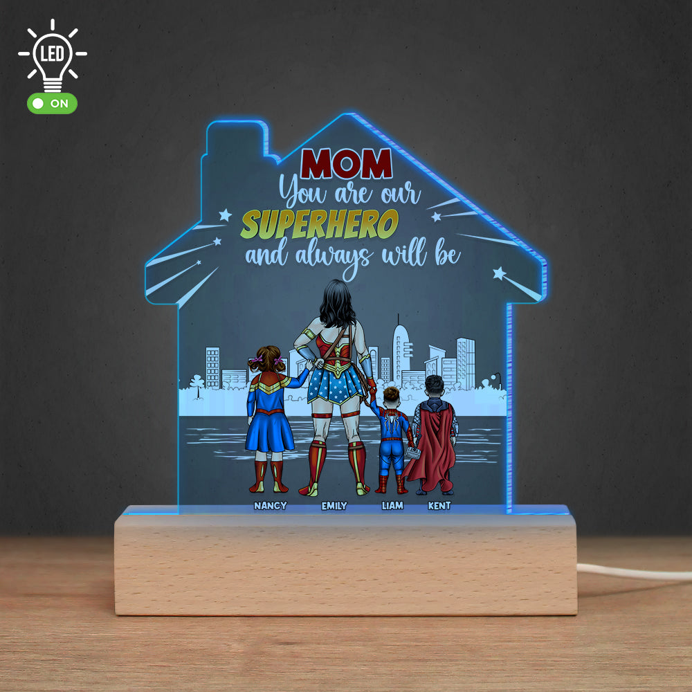 Superhero Mom Personalized LED Light Led Night Light PopCulturePrints