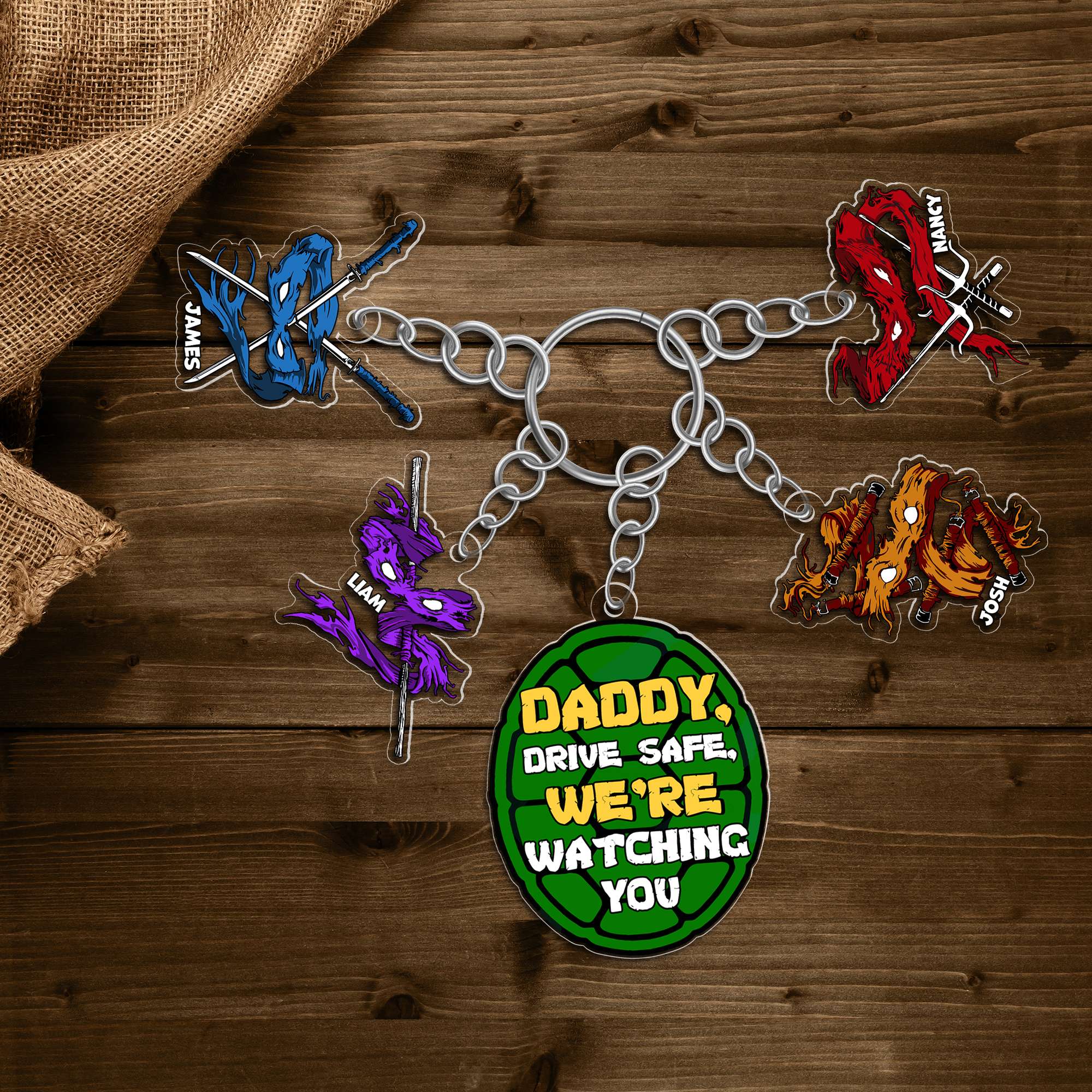 Customizable Keychain for Dad with Character Charms Keychains PopCulturePrints