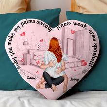 Load image into Gallery viewer, Customizable Heart-Shaped Couple Pillow - You Make My Palms Sweaty Pillow PopCulturePrints
