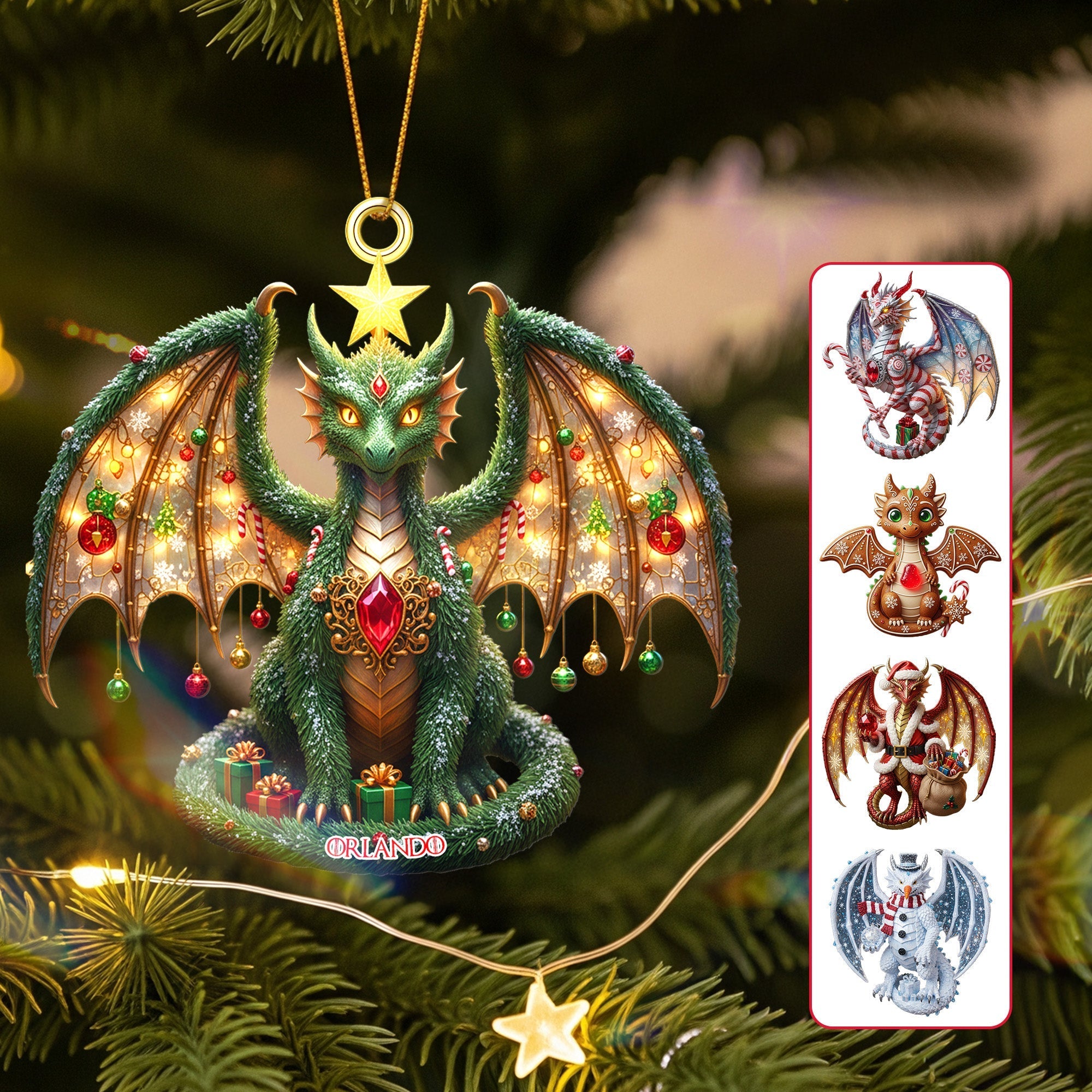 “Unleash the Magic of Christmas with Our Adorable Dragon!” - Personalized Christmas Dragon Acrylic Ornament - Perfect Gift for Family, Friends, and Collectors Ornament PopCulturePrints