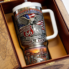 Load image into Gallery viewer, Get Your Kicks on Route 66 - Personalized Centennial Celebration Tumbler for Adventure Seekers Tumbler Cup PopCulturePrints
