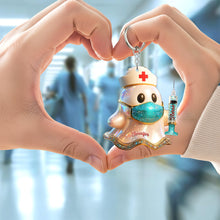 Load image into Gallery viewer, Nurse Ghost Keychain - A Heartfelt Tribute to Caregivers Keychains PopCulturePrints
