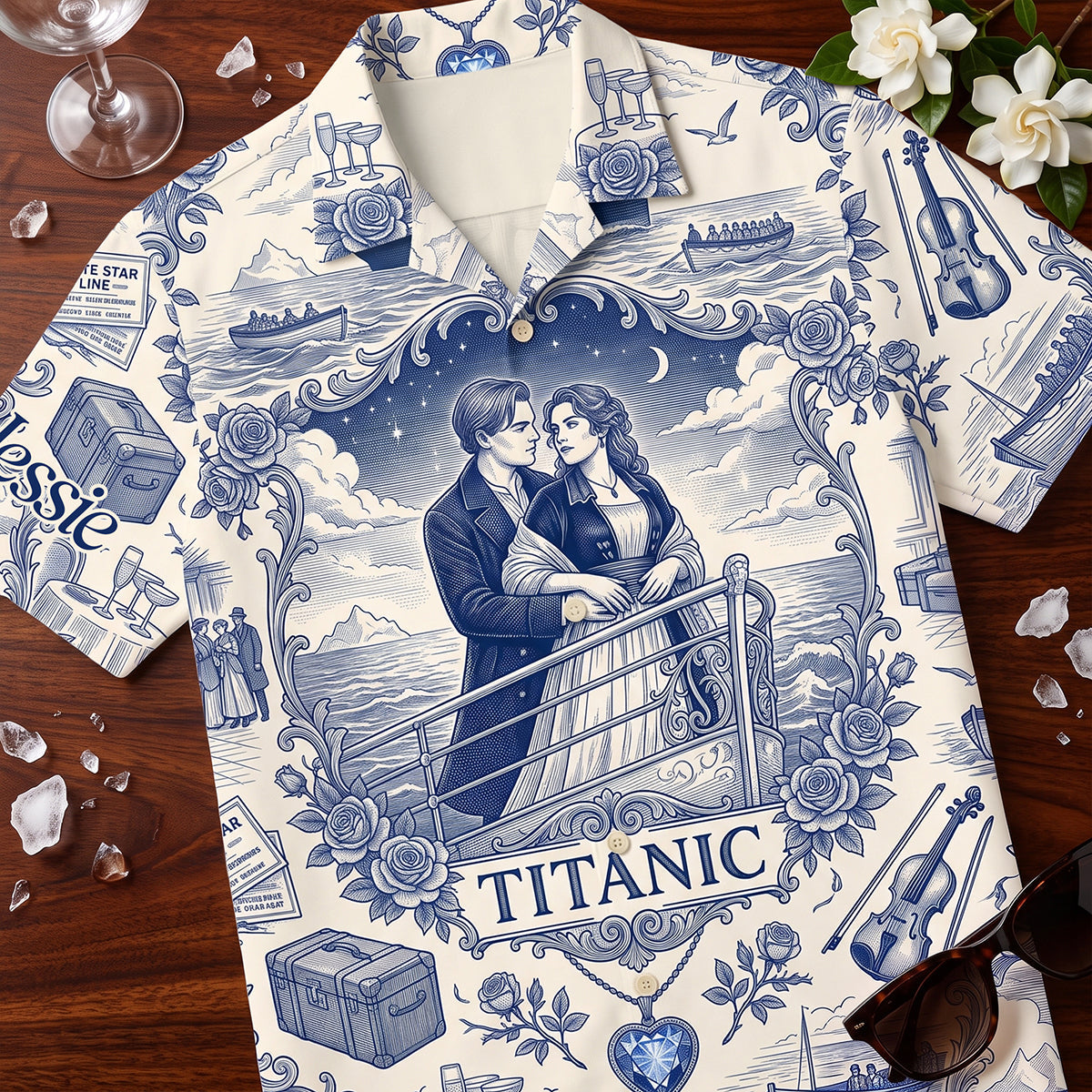 Romantic Toile de Jouy Hawaiian Shirt Personalized Gifts For Couple 02PGTA160726 Hawaiian Shirts PopCulturePrints