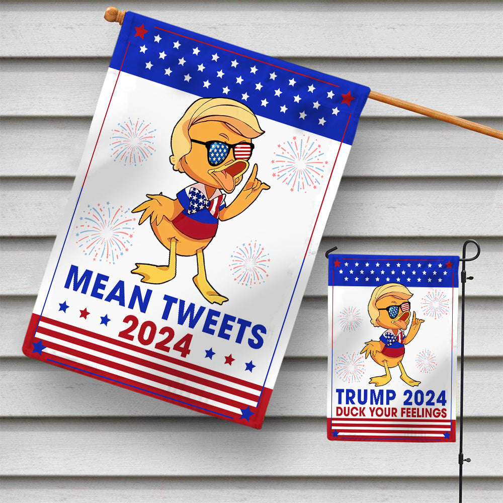 Funny Mean Tweets 2024 Garden Flag – Patriotic Duck Design Garden Flag PopCulturePrints
