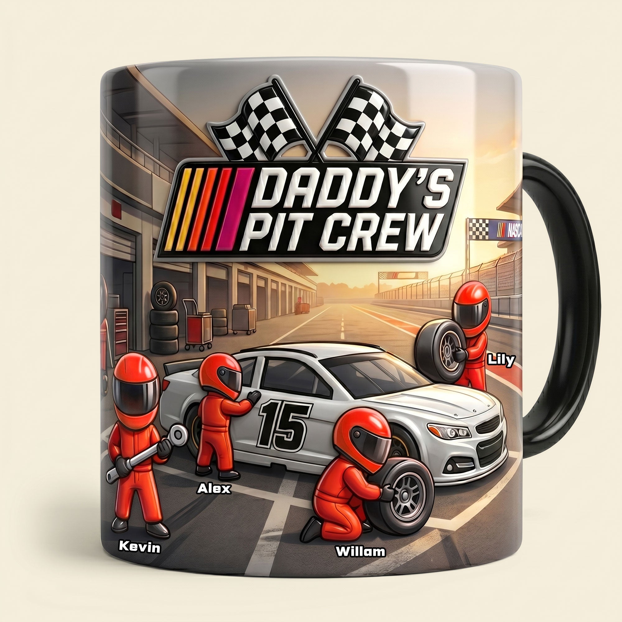 “Daddy’s Pit Crew: Rev Up Your Mornings!” - Personalized Coffee Mug for Dads and Grandpas Coffee Mug PopCulturePrints