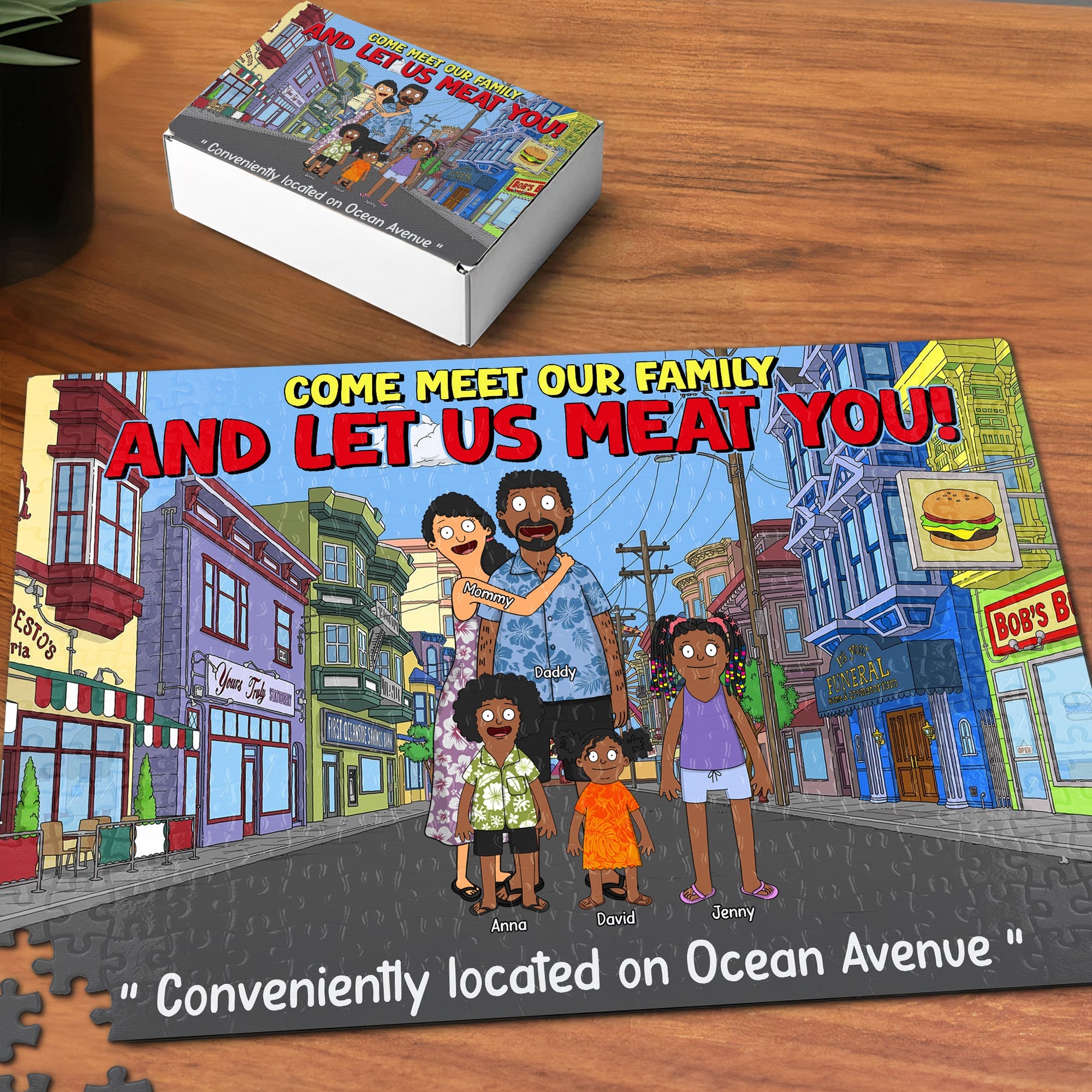 Personalized Family Jigsaw Puzzle - 'Come Meet Our Family and Let Us Meat You!' Jigsaw Puzzles PopCulturePrints