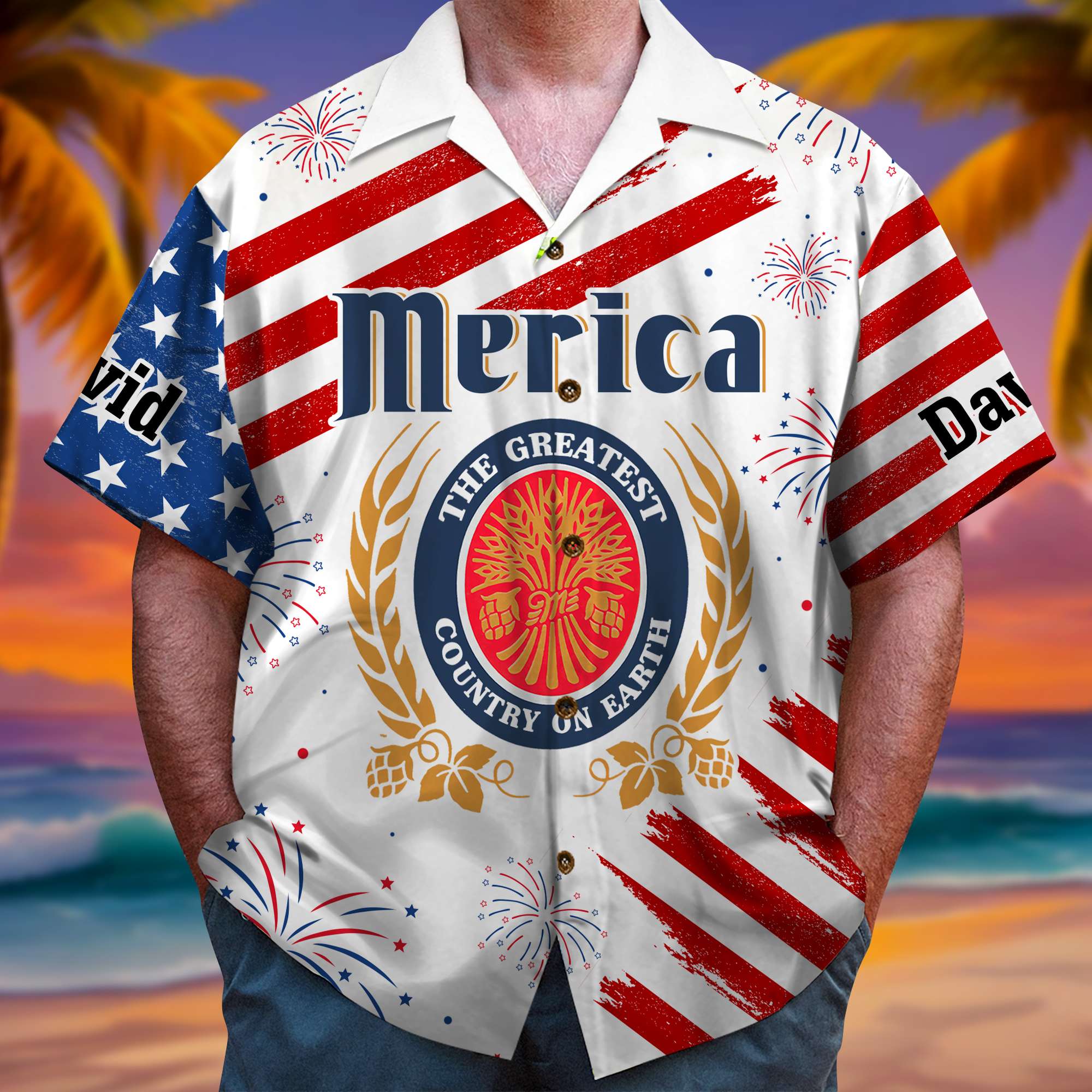 Personalized Patriotic Hawaiian Shirt for Dad Hawaiian Shirts PopCulturePrints