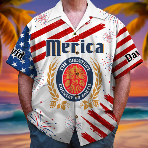 Personalized Patriotic Hawaiian Shirt for Dad Hawaiian Shirts PopCulturePrints