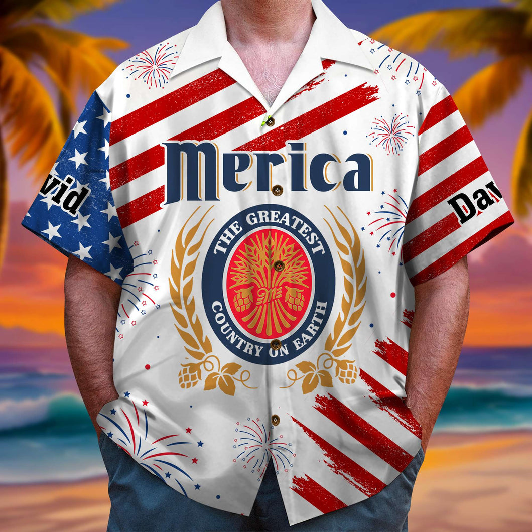 Personalized Patriotic Hawaiian Shirt for Dad Hawaiian Shirts PopCulturePrints