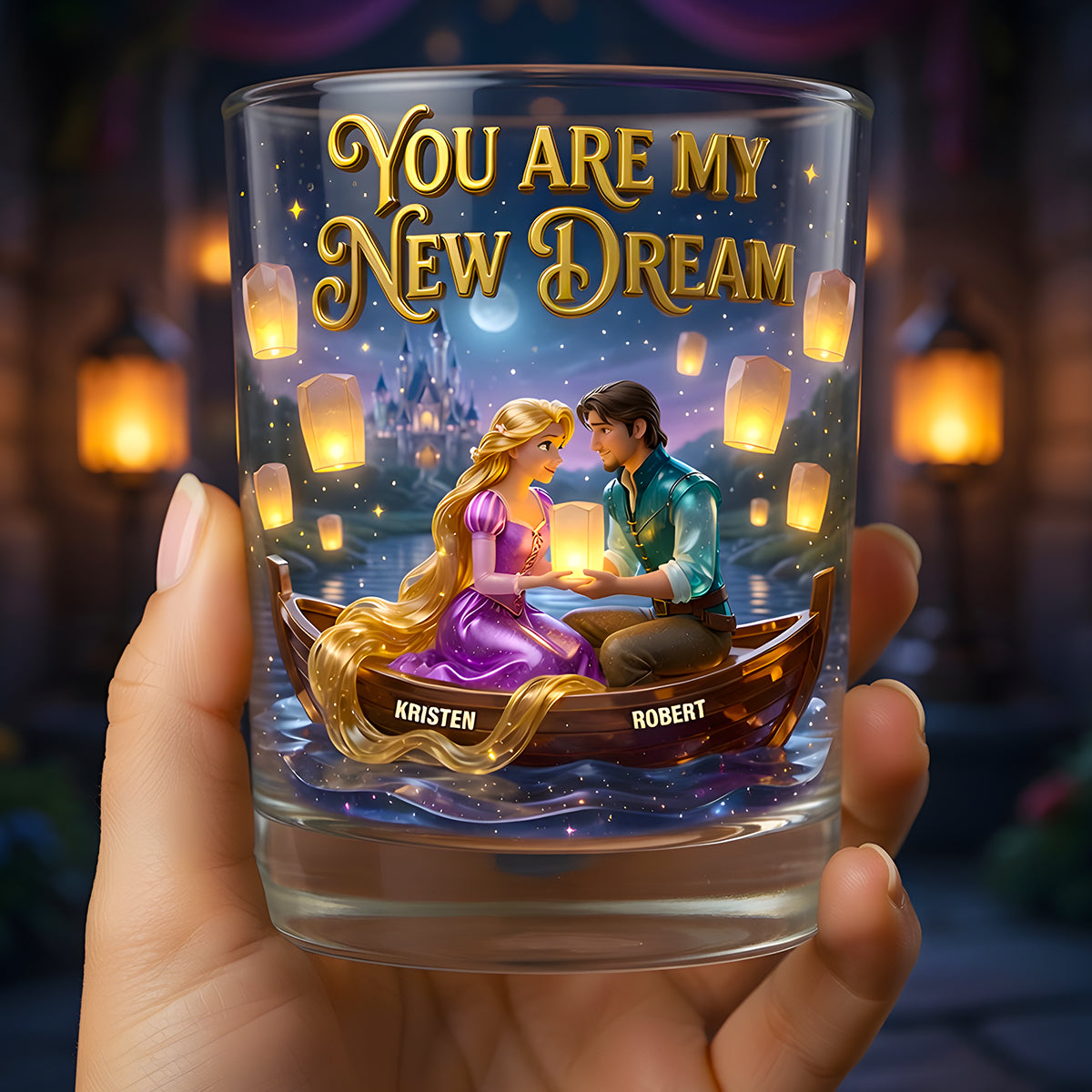 You Are My New Dream - Personalized Fairytale Couple Glass - Perfect Gift for Romantic Occasions Glass PopCulturePrints